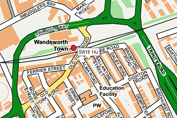 SW18 1AJ map - OS OpenMap – Local (Ordnance Survey) SW18 1AJ map - OS OpenMap – Local (Ordnance Survey)