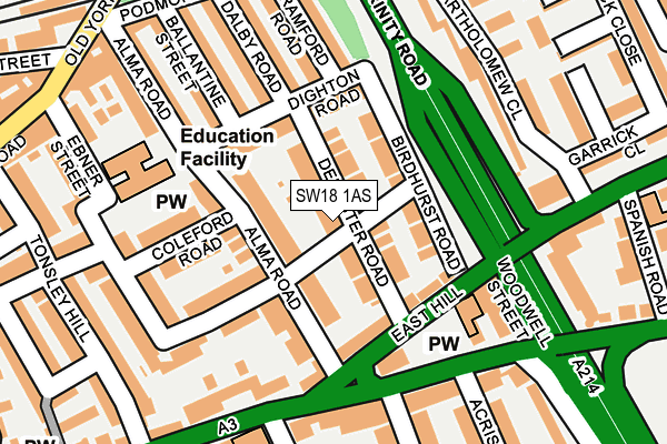 SW18 1AS map - OS OpenMap – Local (Ordnance Survey) SW18 1AS map - OS OpenMap – Local (Ordnance Survey)