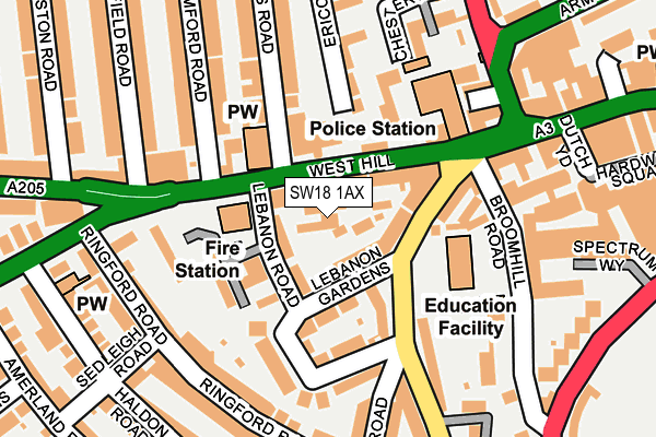 SW18 1AX map - OS OpenMap – Local (Ordnance Survey) SW18 1AX map - OS OpenMap – Local (Ordnance Survey)