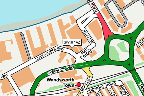 SW18 1AZ map - OS OpenMap – Local (Ordnance Survey) SW18 1AZ map - OS OpenMap – Local (Ordnance Survey)