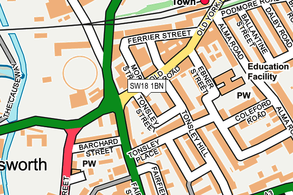 SW18 1BN map - OS OpenMap – Local (Ordnance Survey) SW18 1BN map - OS OpenMap – Local (Ordnance Survey)
