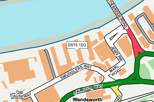 SW18 1DQ map - OS OpenMap – Local (Ordnance Survey) SW18 1DQ map - OS OpenMap – Local (Ordnance Survey)