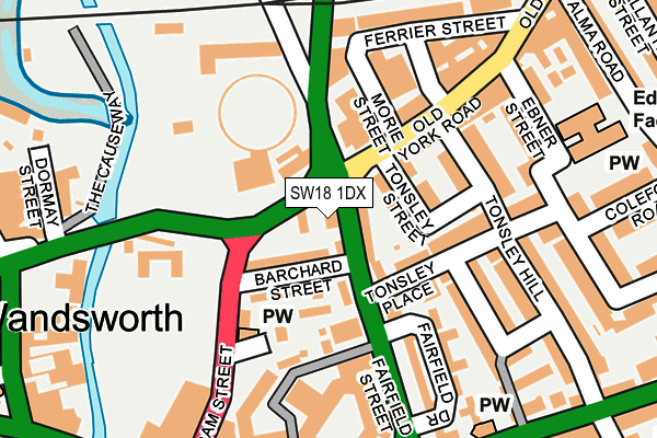 SW18 1DX map - OS OpenMap – Local (Ordnance Survey) SW18 1DX map - OS OpenMap – Local (Ordnance Survey)