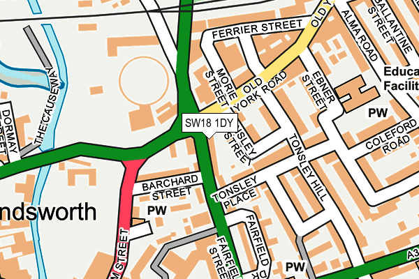 SW18 1DY map - OS OpenMap – Local (Ordnance Survey) SW18 1DY map - OS OpenMap – Local (Ordnance Survey)