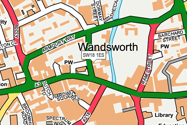 SW18 1ES map - OS OpenMap – Local (Ordnance Survey) SW18 1ES map - OS OpenMap – Local (Ordnance Survey)