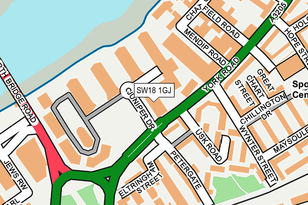 SW18 1GJ map - OS OpenMap – Local (Ordnance Survey) SW18 1GJ map - OS OpenMap – Local (Ordnance Survey)