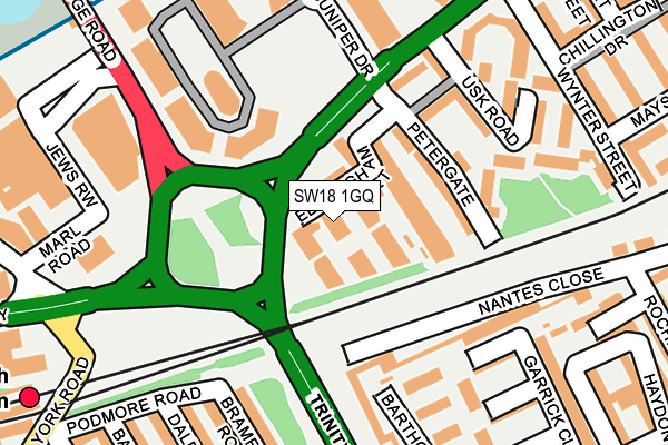 SW18 1GQ map - OS OpenMap – Local (Ordnance Survey)