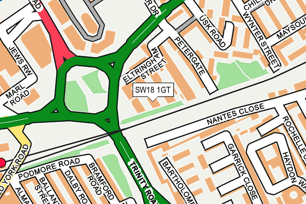 SW18 1GT map - OS OpenMap – Local (Ordnance Survey)