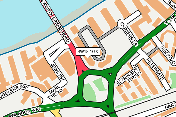 SW18 1GX map - OS OpenMap – Local (Ordnance Survey) SW18 1GX map - OS OpenMap – Local (Ordnance Survey)