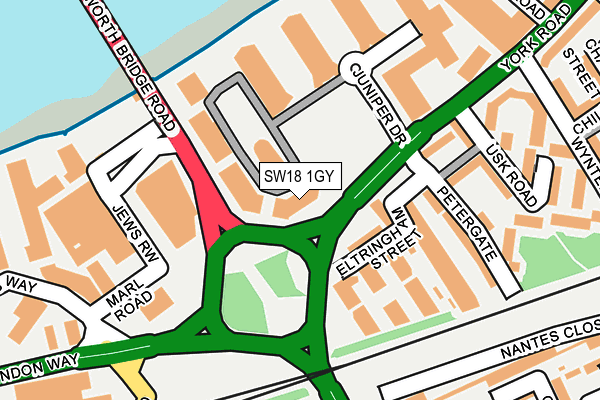 SW18 1GY map - OS OpenMap – Local (Ordnance Survey) SW18 1GY map - OS OpenMap – Local (Ordnance Survey)