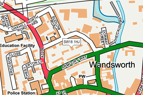 SW18 1HJ map - OS OpenMap – Local (Ordnance Survey) SW18 1HJ map - OS OpenMap – Local (Ordnance Survey)
