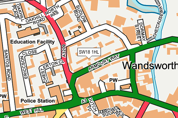 SW18 1HL map - OS OpenMap – Local (Ordnance Survey) SW18 1HL map - OS OpenMap – Local (Ordnance Survey)