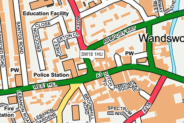 SW18 1HU map - OS OpenMap – Local (Ordnance Survey) SW18 1HU map - OS OpenMap – Local (Ordnance Survey)