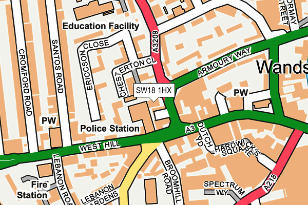 SW18 1HX map - OS OpenMap – Local (Ordnance Survey) SW18 1HX map - OS OpenMap – Local (Ordnance Survey)
