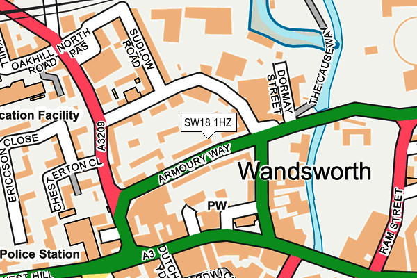 SW18 1HZ map - OS OpenMap – Local (Ordnance Survey)