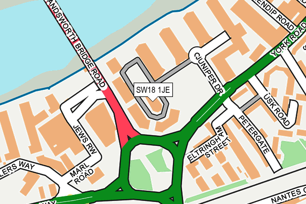 SW18 1JE map - OS OpenMap – Local (Ordnance Survey) SW18 1JE map - OS OpenMap – Local (Ordnance Survey)