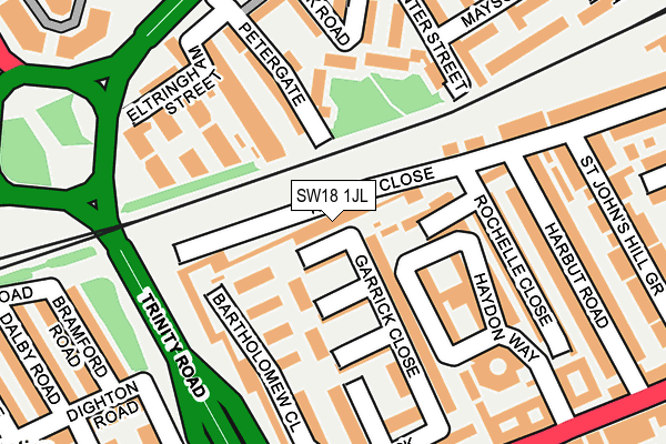 SW18 1JL map - OS OpenMap – Local (Ordnance Survey) SW18 1JL map - OS OpenMap – Local (Ordnance Survey)