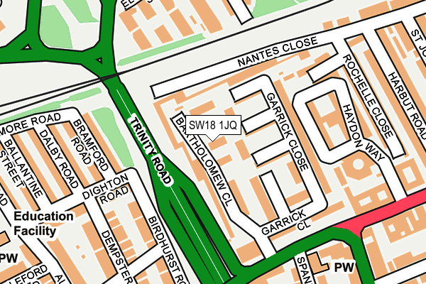 SW18 1JQ map - OS OpenMap – Local (Ordnance Survey) SW18 1JQ map - OS OpenMap – Local (Ordnance Survey)