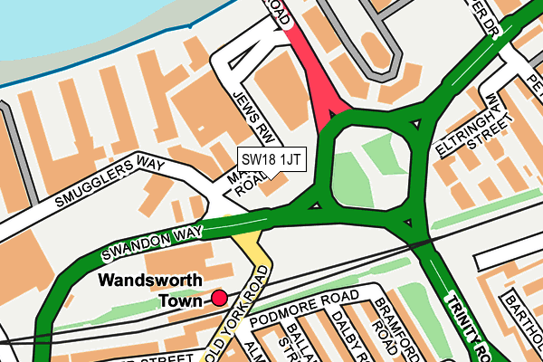SW18 1JT map - OS OpenMap – Local (Ordnance Survey) SW18 1JT map - OS OpenMap – Local (Ordnance Survey)