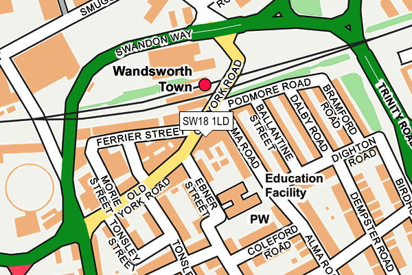SW18 1LD map - OS OpenMap – Local (Ordnance Survey) SW18 1LD map - OS OpenMap – Local (Ordnance Survey)