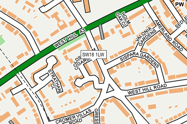 SW18 1LW map - OS OpenMap – Local (Ordnance Survey) SW18 1LW map - OS OpenMap – Local (Ordnance Survey)