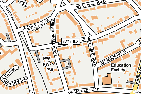 SW18 1LX map - OS OpenMap – Local (Ordnance Survey) SW18 1LX map - OS OpenMap – Local (Ordnance Survey)