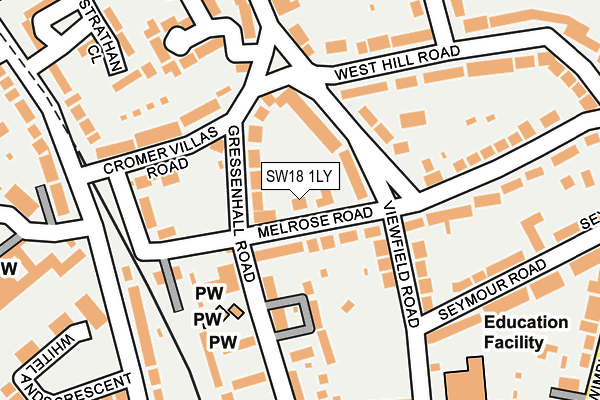 SW18 1LY map - OS OpenMap – Local (Ordnance Survey) SW18 1LY map - OS OpenMap – Local (Ordnance Survey)