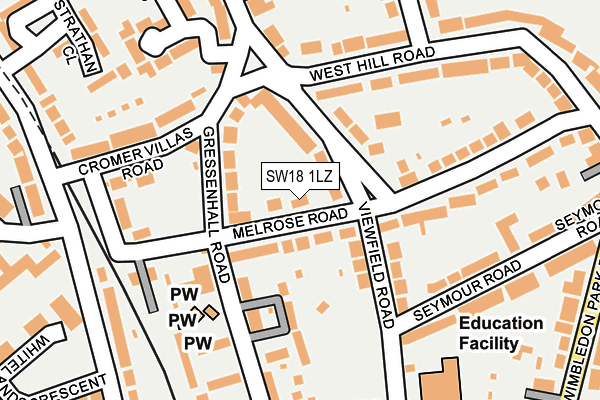 SW18 1LZ map - OS OpenMap – Local (Ordnance Survey) SW18 1LZ map - OS OpenMap – Local (Ordnance Survey)