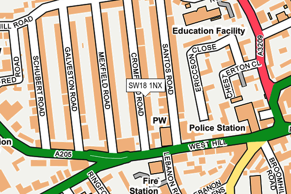 SW18 1NX map - OS OpenMap – Local (Ordnance Survey) SW18 1NX map - OS OpenMap – Local (Ordnance Survey)