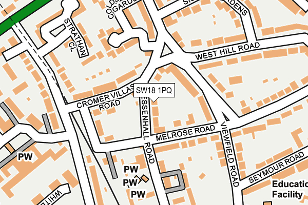SW18 1PQ map - OS OpenMap – Local (Ordnance Survey) SW18 1PQ map - OS OpenMap – Local (Ordnance Survey)