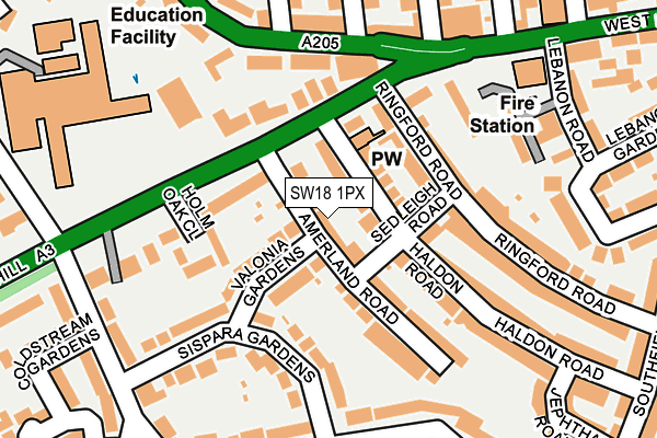 SW18 1PX map - OS OpenMap – Local (Ordnance Survey) SW18 1PX map - OS OpenMap – Local (Ordnance Survey)