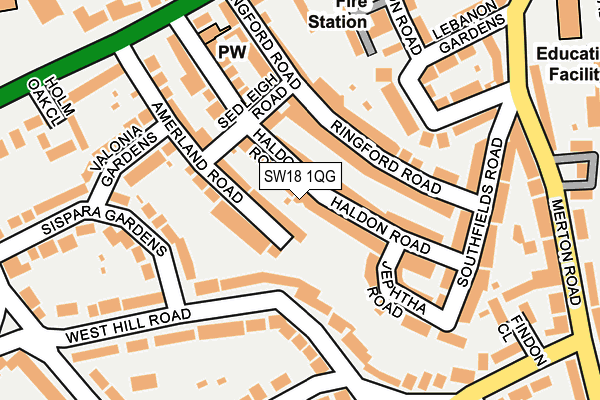 SW18 1QG map - OS OpenMap – Local (Ordnance Survey) SW18 1QG map - OS OpenMap – Local (Ordnance Survey)