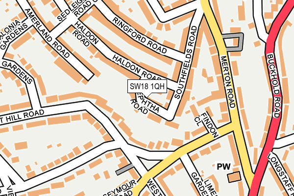 SW18 1QH map - OS OpenMap – Local (Ordnance Survey) SW18 1QH map - OS OpenMap – Local (Ordnance Survey)