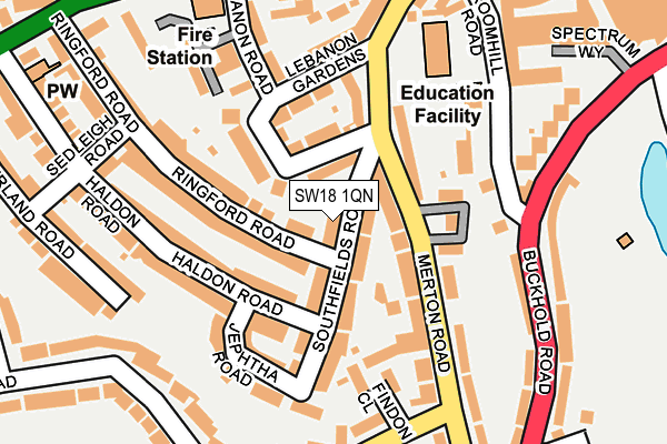 SW18 1QN map - OS OpenMap – Local (Ordnance Survey) SW18 1QN map - OS OpenMap – Local (Ordnance Survey)