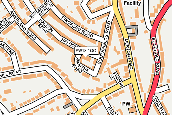 SW18 1QQ map - OS OpenMap – Local (Ordnance Survey) SW18 1QQ map - OS OpenMap – Local (Ordnance Survey)