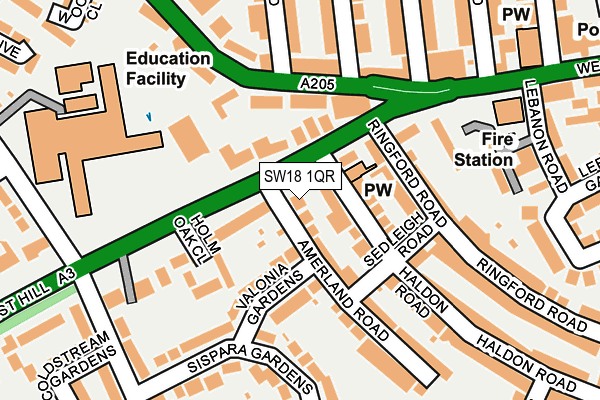 SW18 1QR map - OS OpenMap – Local (Ordnance Survey)
