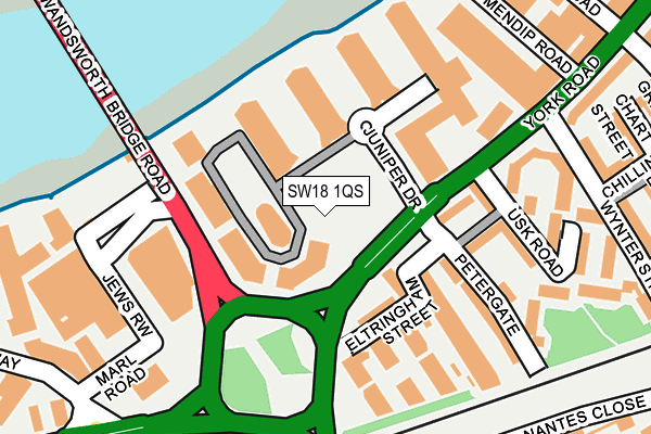 SW18 1QS map - OS OpenMap – Local (Ordnance Survey) SW18 1QS map - OS OpenMap – Local (Ordnance Survey)