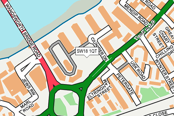 SW18 1QT map - OS OpenMap – Local (Ordnance Survey) SW18 1QT map - OS OpenMap – Local (Ordnance Survey)