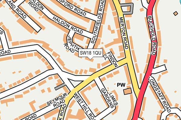 SW18 1QU map - OS OpenMap – Local (Ordnance Survey) SW18 1QU map - OS OpenMap – Local (Ordnance Survey)