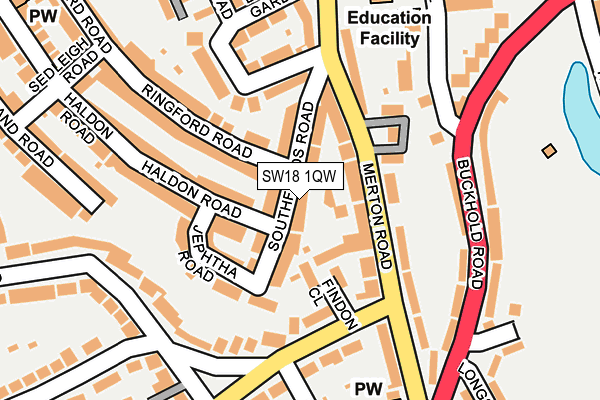 SW18 1QW map - OS OpenMap – Local (Ordnance Survey) SW18 1QW map - OS OpenMap – Local (Ordnance Survey)