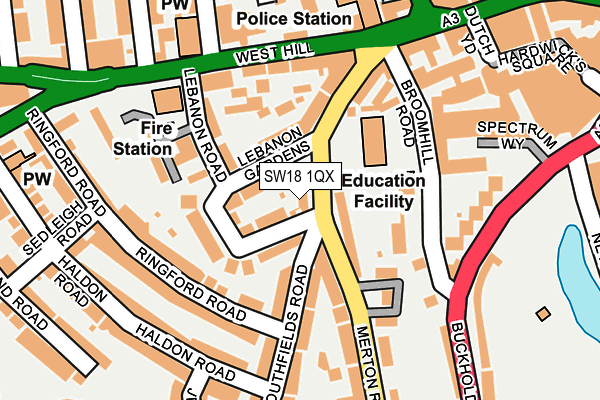 SW18 1QX map - OS OpenMap – Local (Ordnance Survey) SW18 1QX map - OS OpenMap – Local (Ordnance Survey)