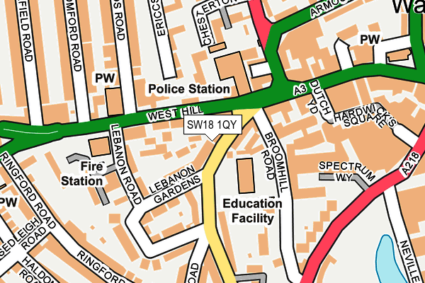 SW18 1QY map - OS OpenMap – Local (Ordnance Survey) SW18 1QY map - OS OpenMap – Local (Ordnance Survey)