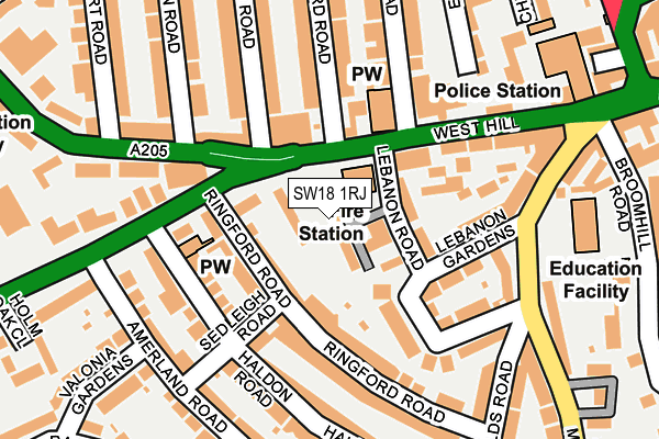 SW18 1RJ map - OS OpenMap – Local (Ordnance Survey) SW18 1RJ map - OS OpenMap – Local (Ordnance Survey)