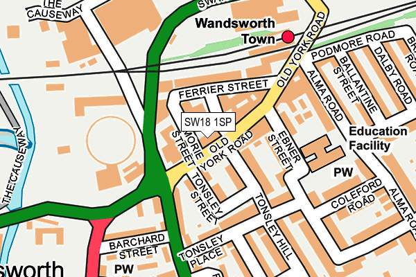 SW18 1SP map - OS OpenMap – Local (Ordnance Survey) SW18 1SP map - OS OpenMap – Local (Ordnance Survey)
