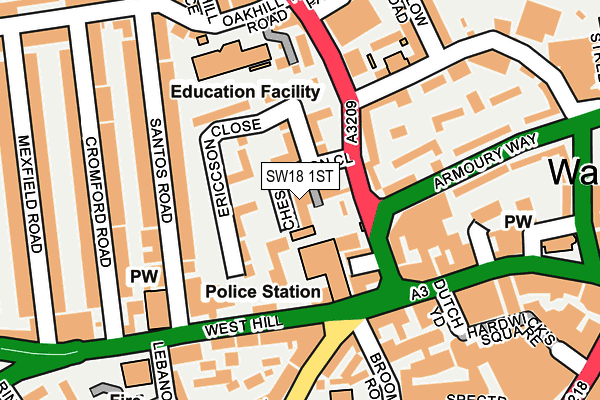 SW18 1ST map - OS OpenMap – Local (Ordnance Survey) SW18 1ST map - OS OpenMap – Local (Ordnance Survey)