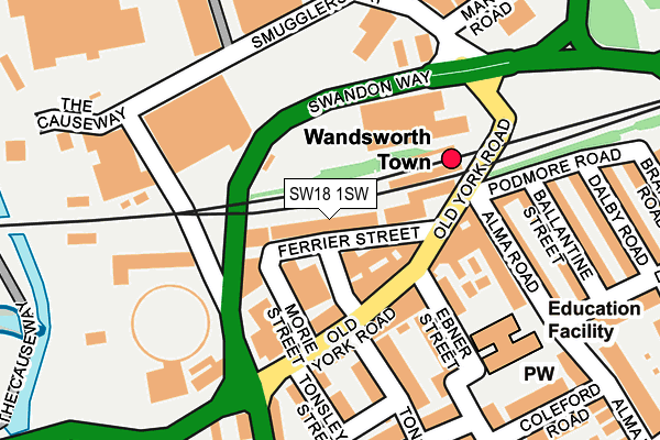 SW18 1SW map - OS OpenMap – Local (Ordnance Survey)