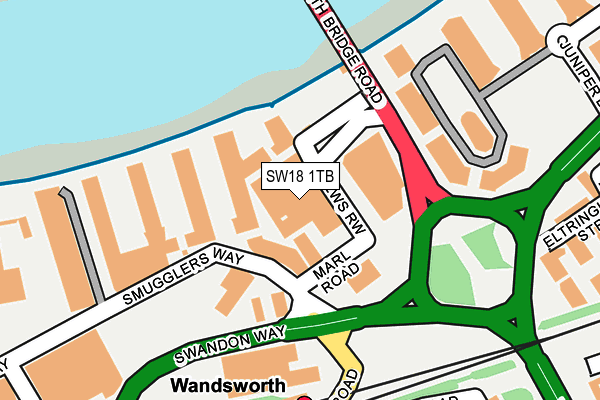 SW18 1TB map - OS OpenMap – Local (Ordnance Survey) SW18 1TB map - OS OpenMap – Local (Ordnance Survey)