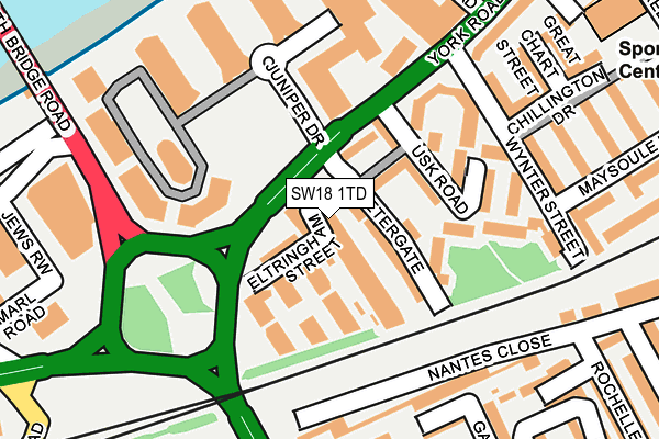 SW18 1TD map - OS OpenMap – Local (Ordnance Survey) SW18 1TD map - OS OpenMap – Local (Ordnance Survey)