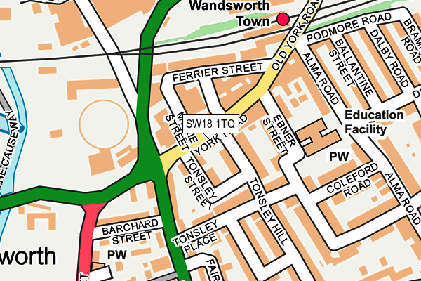 SW18 1TQ map - OS OpenMap – Local (Ordnance Survey) SW18 1TQ map - OS OpenMap – Local (Ordnance Survey)