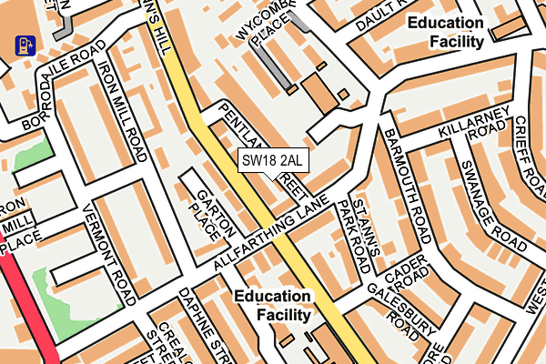 SW18 2AL map - OS OpenMap – Local (Ordnance Survey) SW18 2AL map - OS OpenMap – Local (Ordnance Survey)